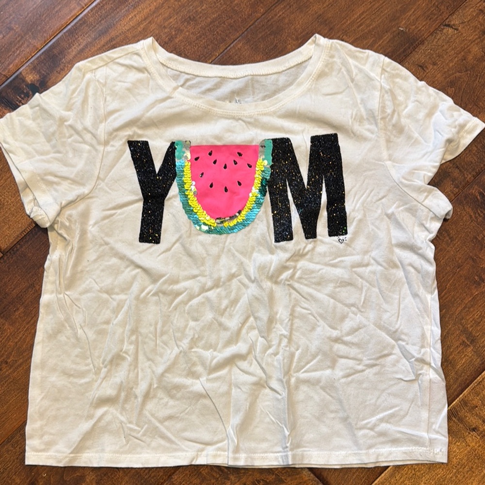 Justice Cream and Pink Short Sleeve Tee